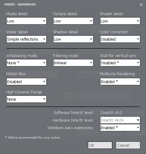 GMod Recommended Video Settings